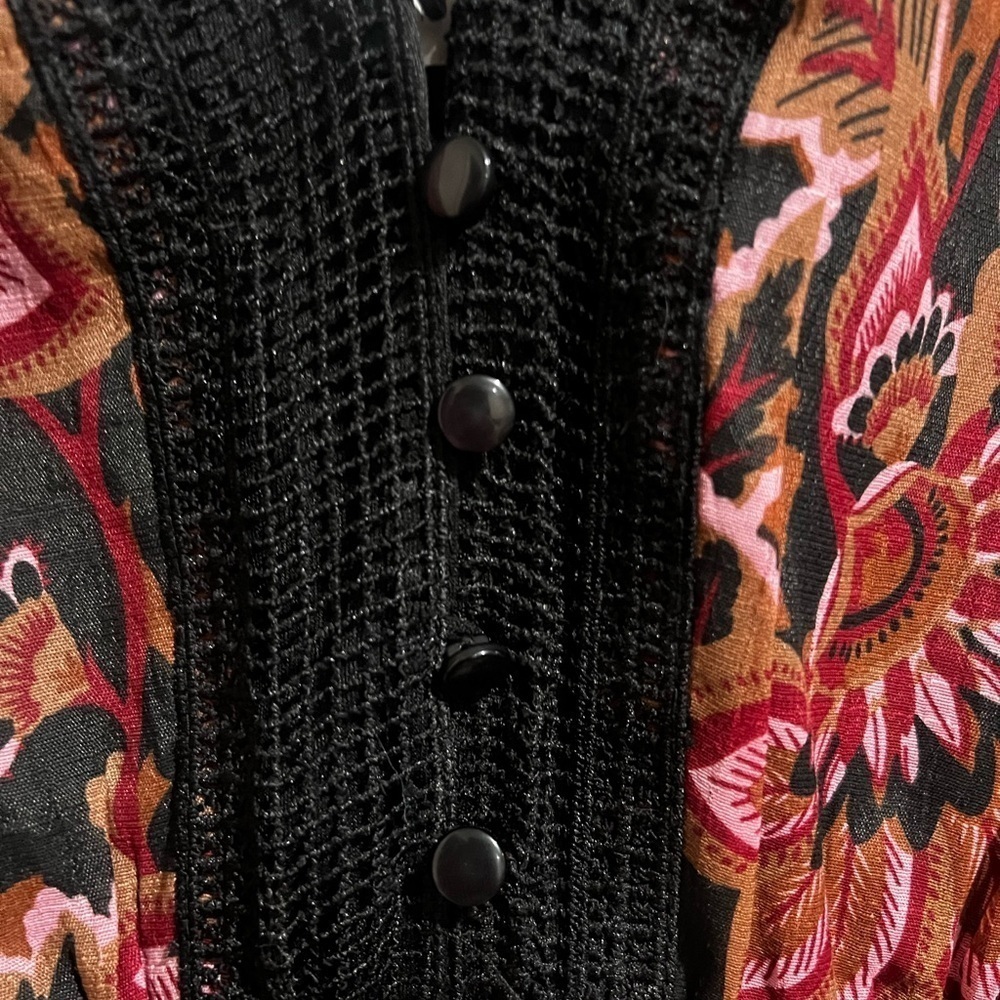 J gee Red and Black Puff Sleeve V-Neck Maxi Sundress - Picture 2 of 10